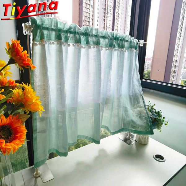 

curtain & drapes green linen beading short for roman window double lace half curtains sill #vt