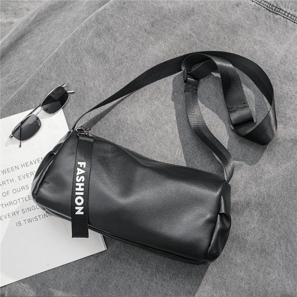 

waist bags simple and versatile soft leather men's bag large capacity single shoulder fashion brand leisure small span cylinder