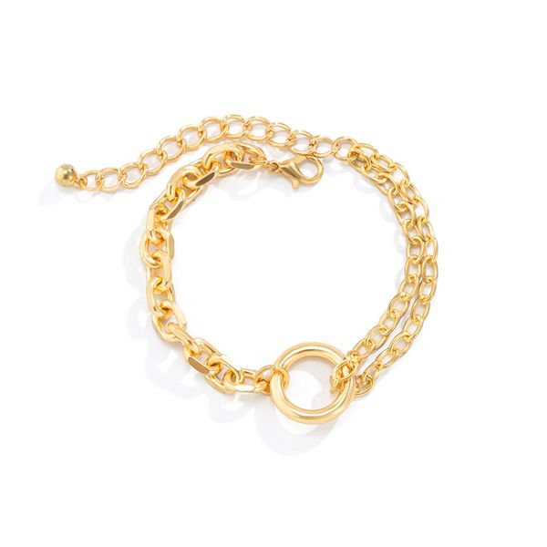 

yamog european circle ring cross chains bracelets women punk hollow out asymmetric metal hand link single party gift thick chain ornaments g, Black