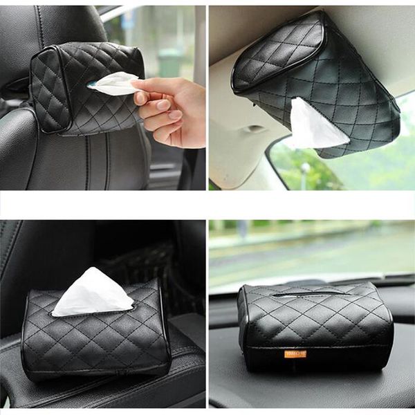 

tissue boxes & napkins pu leather car box cover sun visor chair back hanging type