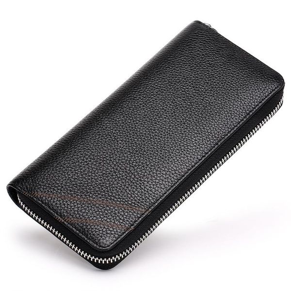 

wallets 2021 brand genuine leather men business wallet long multi-card zipper coin purse card holde clutch bag, Red;black