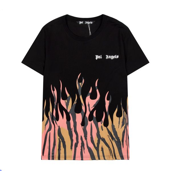 

2021 designer men's T-shirt flame letter printing short sleeve palms angels print loose women's fashion brand Size S-XXL, White;black