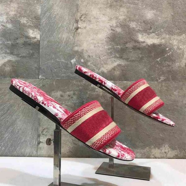 

official website 70% off outlet dames zomer merk high-end designer slippers platte hak geborduurde gedrukt strand toevallige sandalen, Black