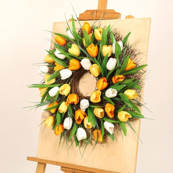

decorative flowers & wreaths tulip wreath door artificial flower floral twig spring for front mothers day hyd88