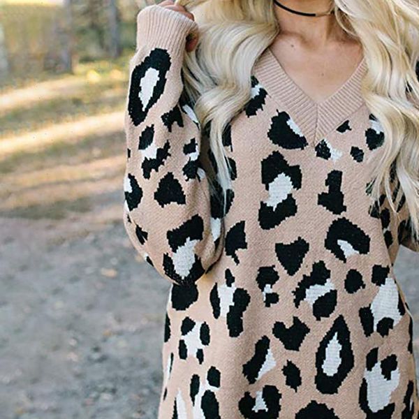 

women womens sweater pullover jumper leopard printed ladies long sleeve female casual basic knitted knitting sueter d30, White;black