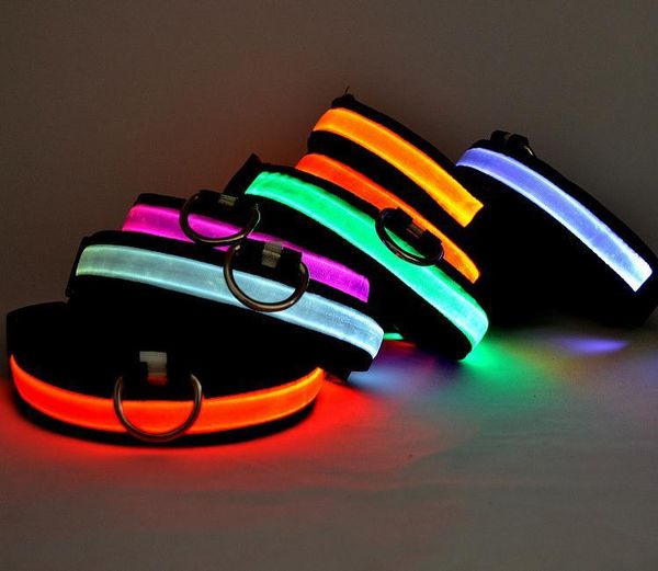 

100pcs/lot nylon pet dog led collar flashing waterproof safety light up collars & leashes