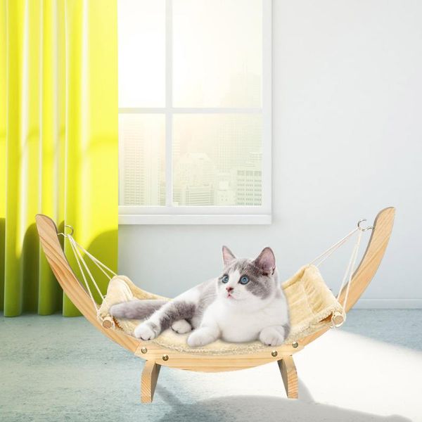 

cat beds & furniture warm winter bed soft pet cats hammock puppy kitten hanging mat with durable wood frame for small pets
