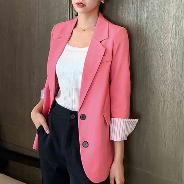 Sonbahar uzun kollu blazer kadın ceket s palto için ofis çentikli elbise D564 210602