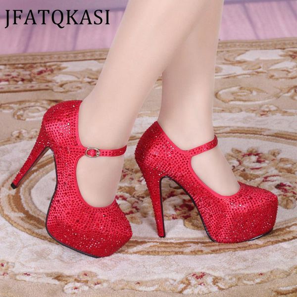 

dress shoes women wedding summer rhinestone platform colorful female bride high heels fashion brand ladies pumps 2021 style, Black