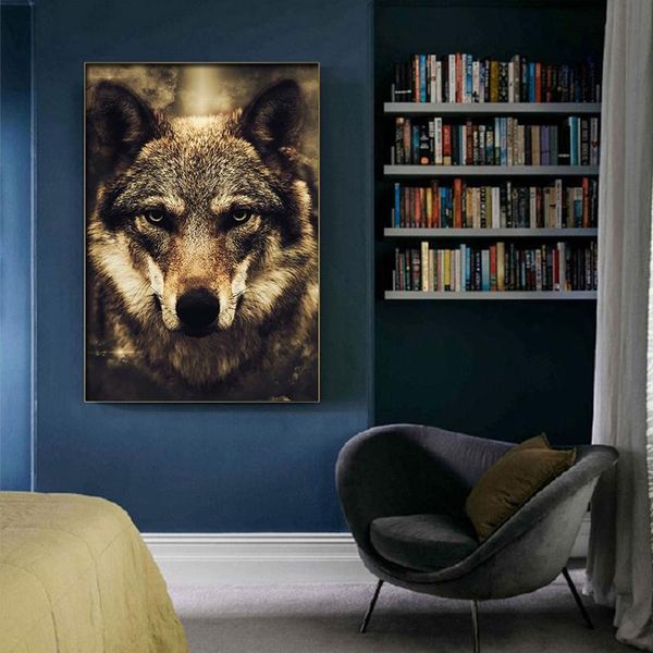 

paintings canvas painting wolf head wild animal poster wall art picture nordic style living room decor bedroom home decoration