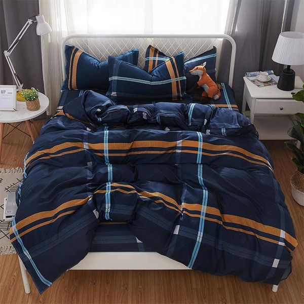 

bedding sets classic set 5 size stripe heart black bed linen 4pcs/set duvet cover pastoral sheet ab side 2021