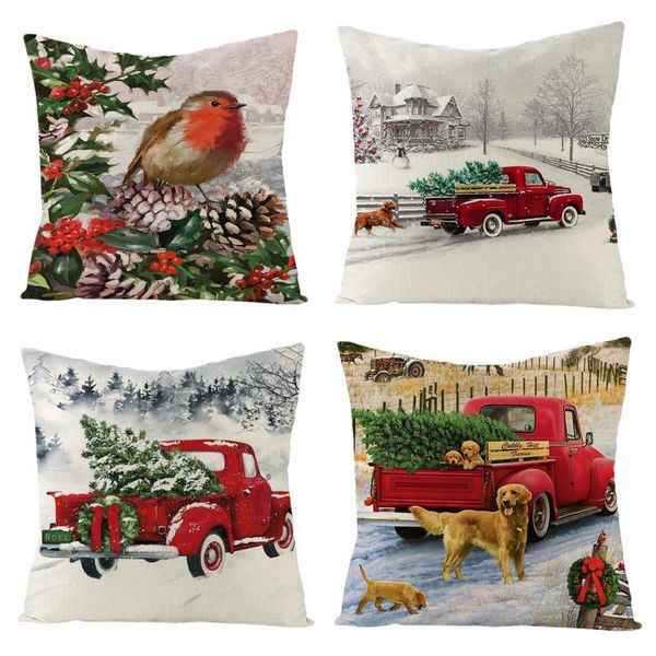 

pillow case 45*45 christmas home decoration cushion cover decorative pillows dog car living room pillowcase xmas
