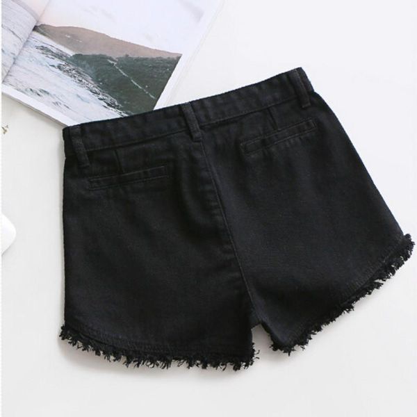 

women's shorts 2021 fashion summer women colorful fringe denim cotton high waist plus size short, White;black