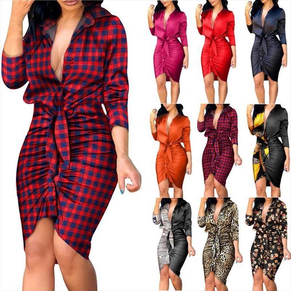 

summer satin long sleeve womens dresses holiday printed v neck elegant party club mini dress ruched slim bodycon vestidos, Black;gray