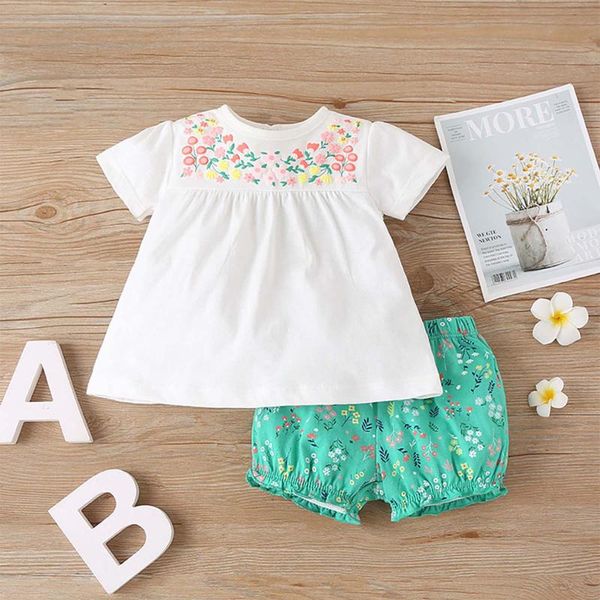 

clothing sets baby girl clothes pour enfants ropa born summer printing solid color + pants two-piece suit, White