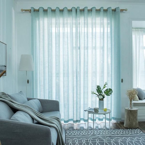 

blue tulle curtains for living room window treatments solid kitchen japanese morden sheer curtain & drapes