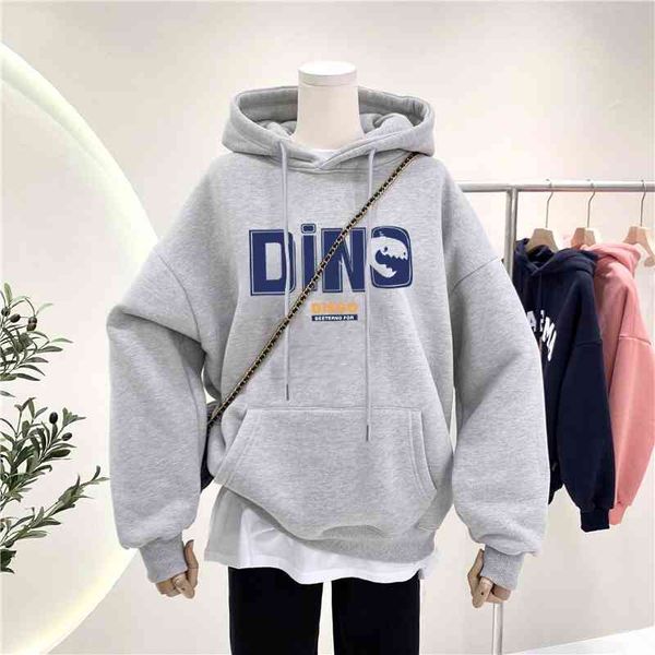 

2021 early new cotton sweater loose student hooded long sleeve female spring and autumn thin coat, Black