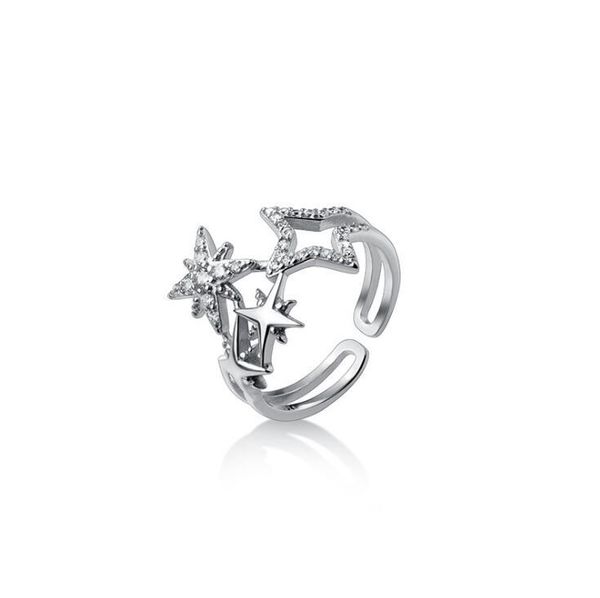 

cluster rings silver 100% d real 925 sterling jewelry open ring for women, Golden;silver