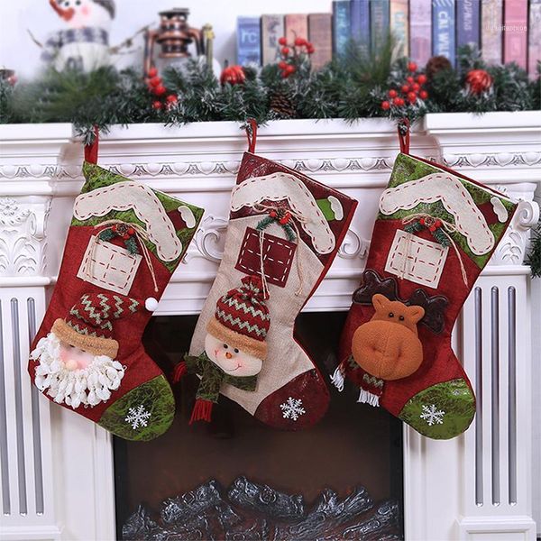 

christmas decorations year big stocking gift bags xmas tree hanging socks for home festival santa claus candy decors1