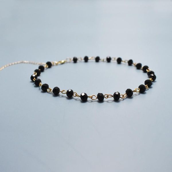 

chokers elegant necklace black crystal glass bead choker party jewelry charm chain clavicle, Golden;silver