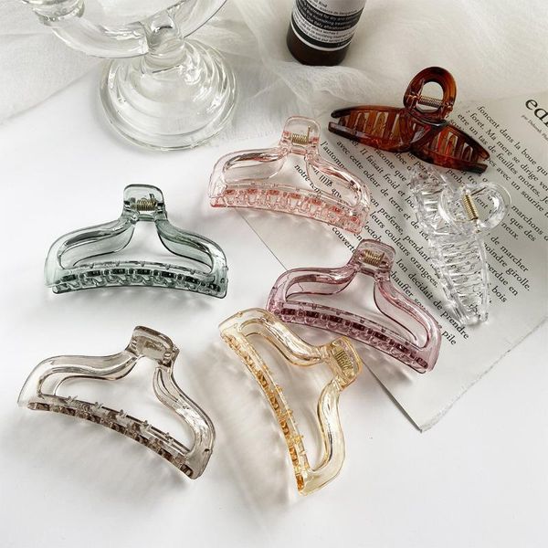 

hair clips & barrettes transparent acrylic crab solid color crystal lace barrette simple korea clip accessories claw, Golden;silver