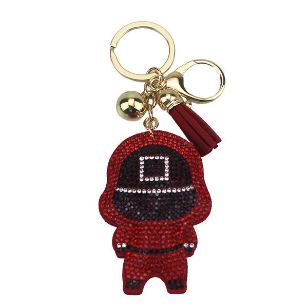 

squid game key chain pendant with the same mask from squid li zhengzai of south korea, Slivery;golden