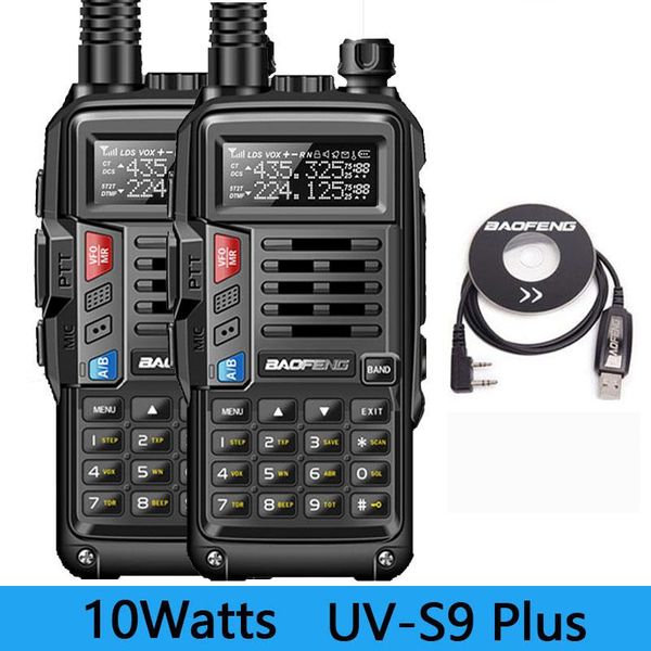 

walkie talkie 2pcs baofeng uv-s9 plus 10w dual band 136-174/400--520mhz transceiver upgraded version of uv-5r ham radio
