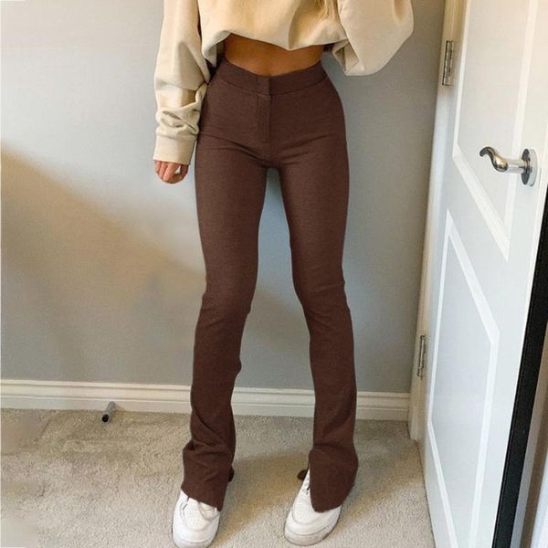 

women's pants & capris casual skinny elastic high waist stretchy sports sweatpants women trousers slit fashion flared leggings joggers, Black;white