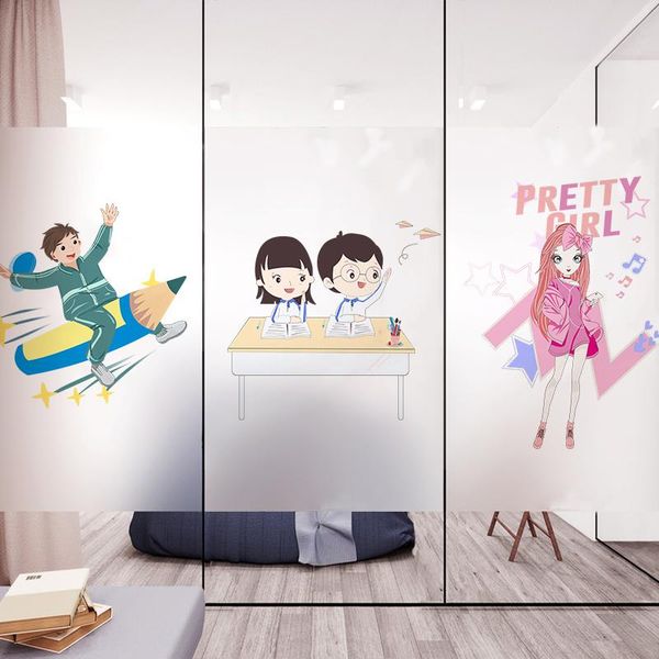 

window stickers net red glass sticker toilet peep-proof sunscreen glue-transparent opaque static electricity cartoon film
