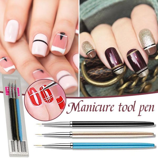 

nail art kits #30 3pc/set metal rods pull line pen tools paint pens brush brushes set ultra-fine painted nails beauty tool