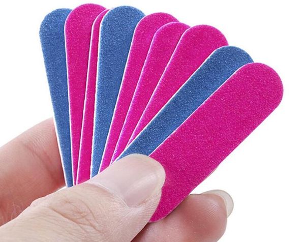 Mavi ve Pembe Renk En Düşük Fiyat Tırnak Dosyaları Çift Renkli Ahşap Mini Tampon Zımpara 180/240 Kireç Bir Ongle için Tek Kullanımlık Manikür Araçları
