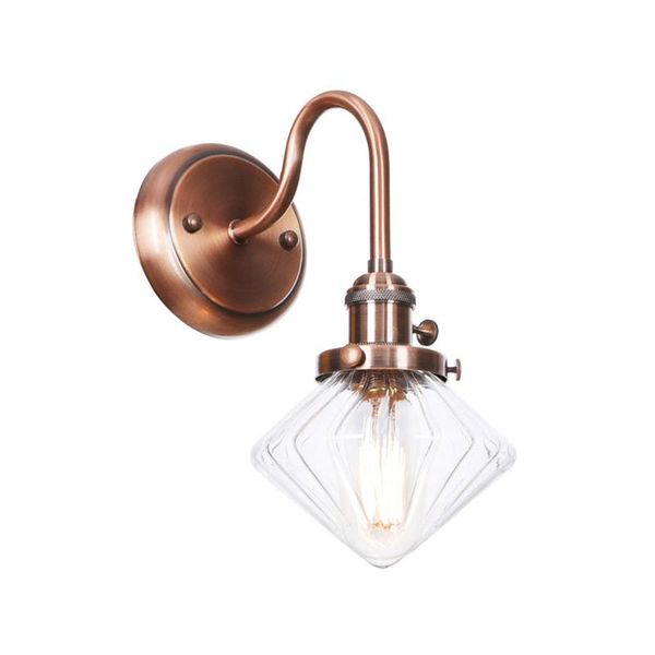 

diamond glass wall lamp sconse red bronze iron fixtures loft style light for bar bedroom home lighting lamparas de pared