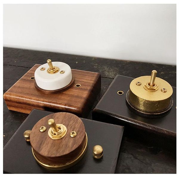 

smart home control retro ceramic wood toggle switch concealed mount 2 way 1-4 gang brass wall light