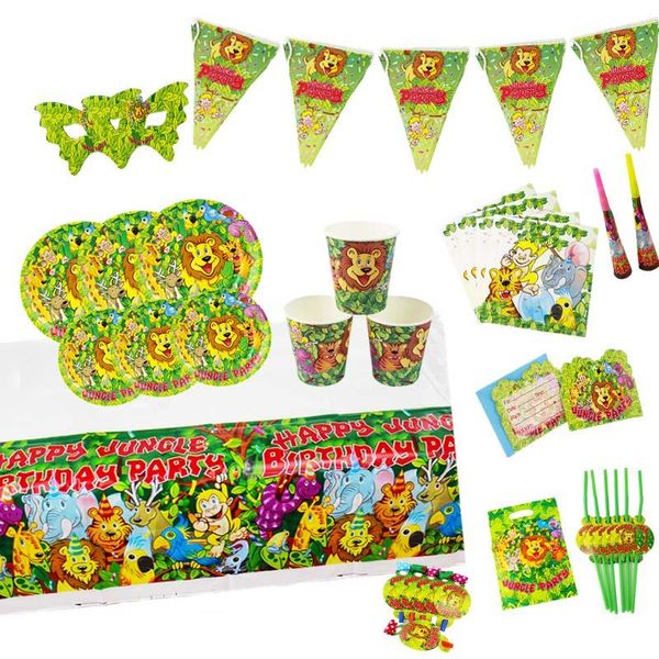 

packaging dinner service omilut safari party birthday decorations jungle birthdya supplies children favors for kid banner/backd