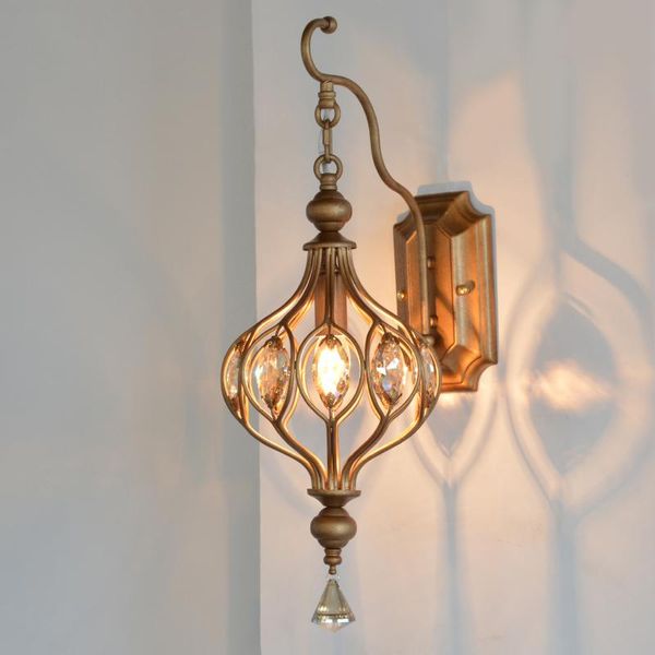 

creative lantern crystal wall light american retro lamp french living room bedroom bedside balcony aisle lights