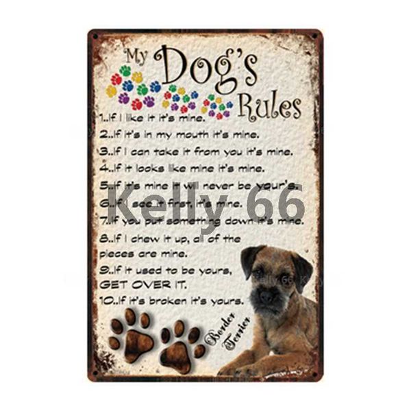 

pets warning dogs rules better collie border terrier metal sign home decor bar wall art painting 20*30 cm size dg-42