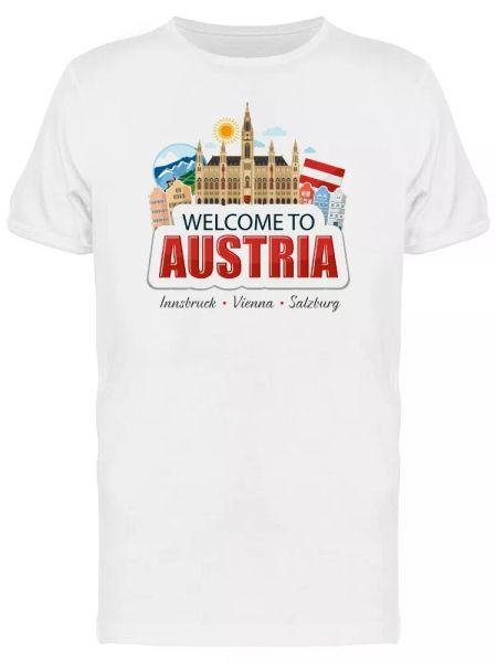 

Welcome To Austria Tourism Place Tee Men's -Image by Shutterstock, White;black