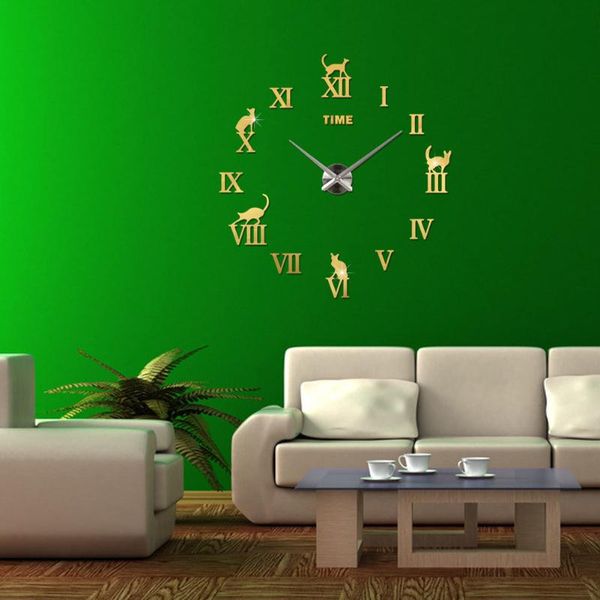 

wall clocks super large size creative clock diy mirror paste