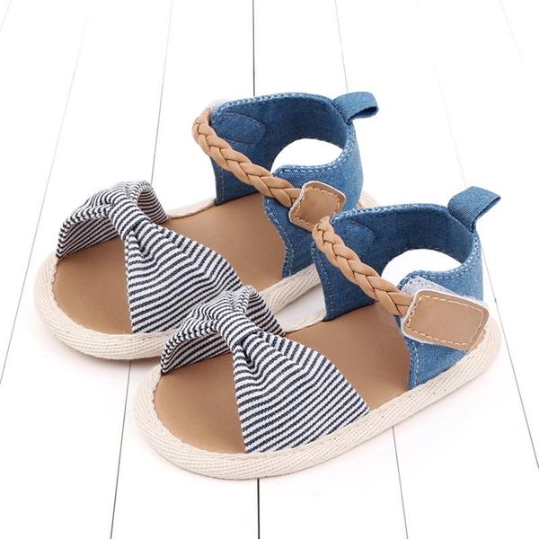

sandals children toddler baby girls boys striped bow princess shoes cotton soft sole summer beach prewalker, Black;red