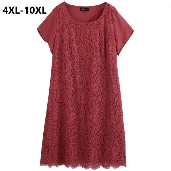 

dresses plus 10xl 8xl 6xl women short sleeves summer dress vintage a-line lace ol elegant slimming big size feminina dresses, Black;gray