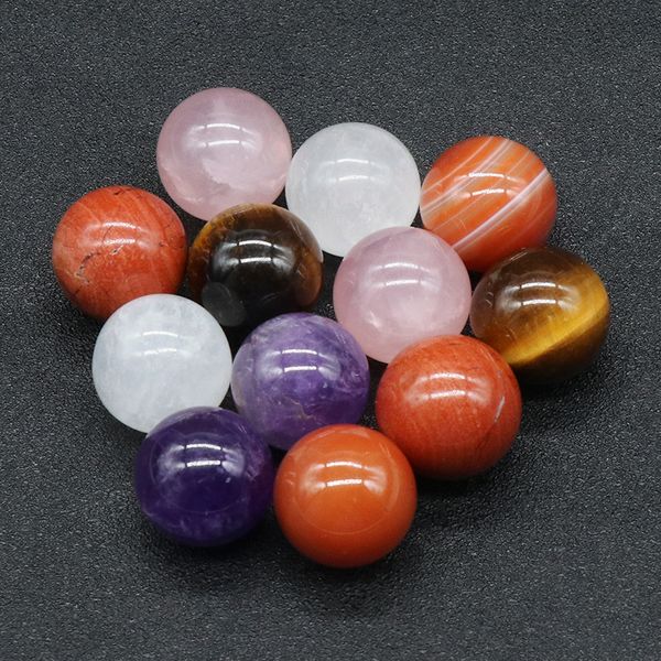 

18mm non porous ball statue natural stone carved decoration quartz hand polished healing crystal reiki trinket gift room ornament, Black