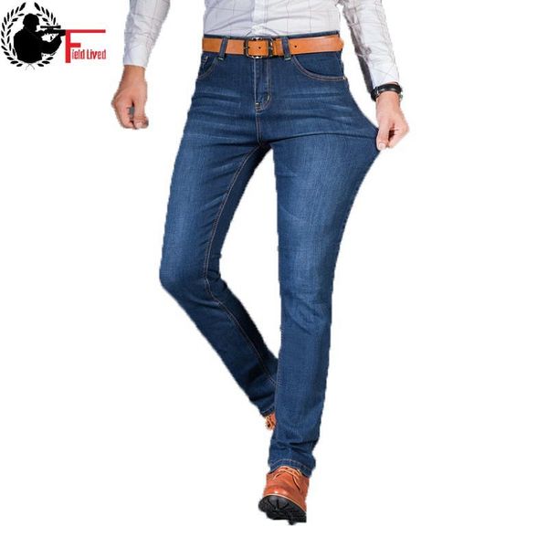

mens jeans fashion men casual jean slim straight high elasticity feet jeans loose stretch long trouser male denim pants 210518, Blue