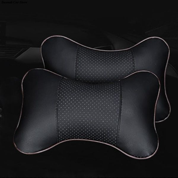 

seat cushions 2 pcs car neck pillows pu leather head support protector black universal headrest backrest cushion easy install clean breathab