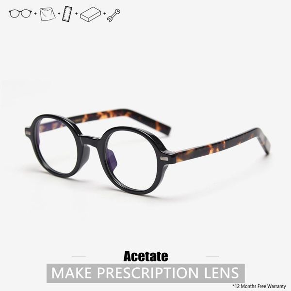 

glasses frame acetate round frames brand designer clear non prescription fashion sunglasses, Black