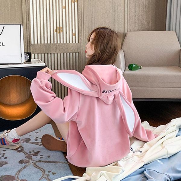 

kawaii black ear hoodie women japanese funny autumn long sleeve casual high street japan streetwear women's hoodies & sweatshirts