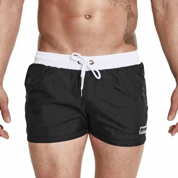 

nylon men's swimming trunks quick dry loose swwimwear liner mesh board shorts swim drawsting men swimsuits sweat running joggers