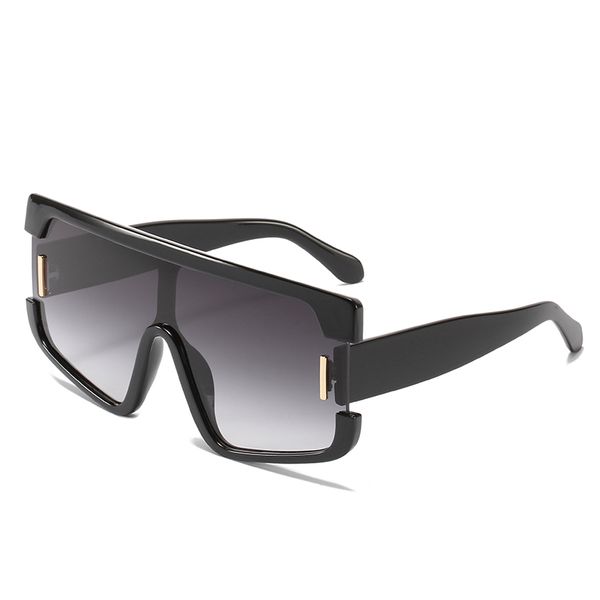 

new square studded sunglasses for men and women with contrasting colors one-piece glasses large frame sun glasses, White;black