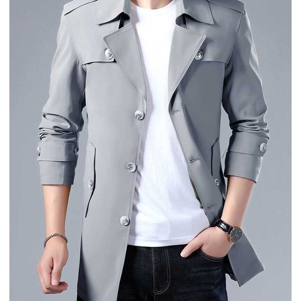 

men's trench coats coat medium length quality business, Tan;black