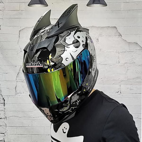 

motorcycle helmets helmet men's and women's summer prevent mist covered double mirror locomotive bluetooth four seasons