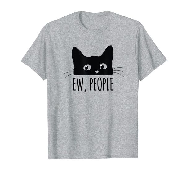 

ew people introvert cat lover funny t-shirt crazy cat lady, White;black